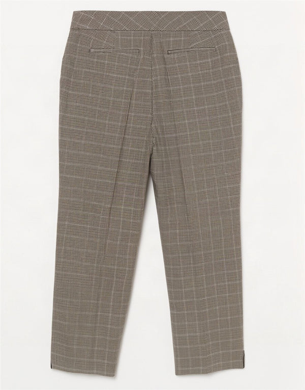 Zara Damen Crop Slim Chino-Hose, Größe L, W30, L26, Beige Hahnentrittmuster