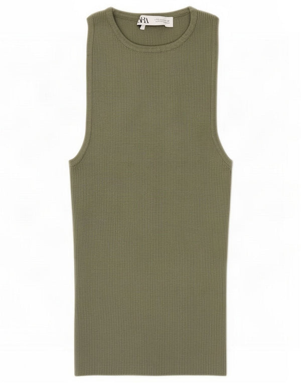 Zara Damen Weste Top UK 8 Small Grüne Viskose