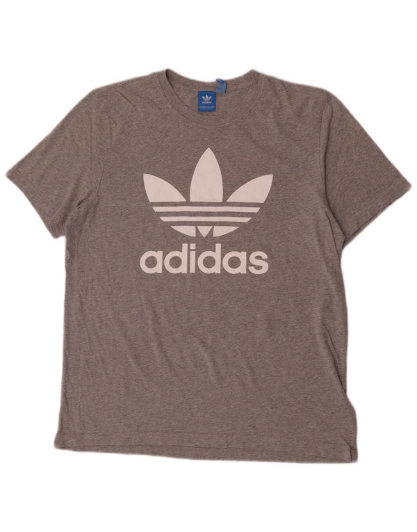 Adidas Herren Kurzarm-T-Shirt mit normaler Grafik, groß, aus grauer Baumwolle