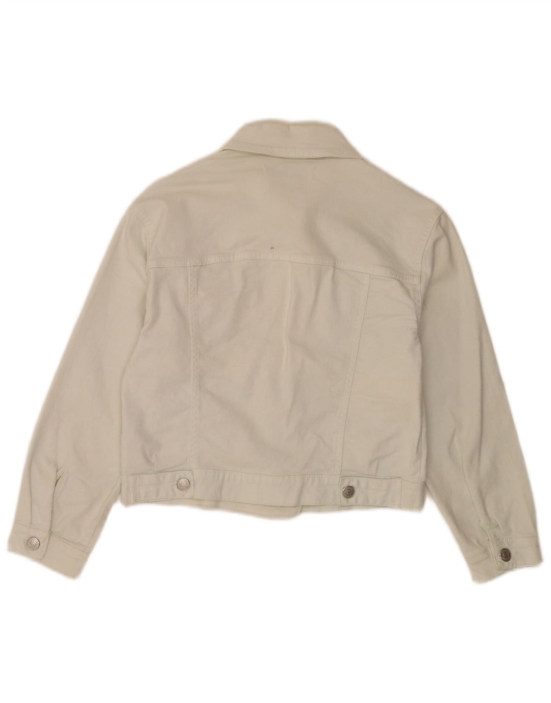 Zara Damen Crop Jeansjacke UK 6 XS Weiße Baumwolle