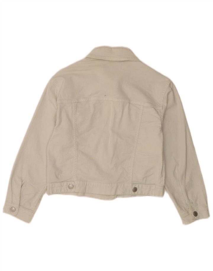 Zara Damen Crop Jeansjacke UK 6 XS Weiße Baumwolle