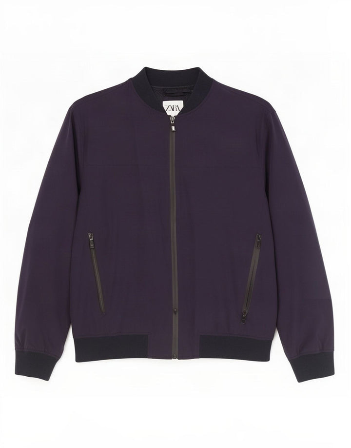 Zara Herren Bomberjacke IT 44 XL Marineblaues Nylon