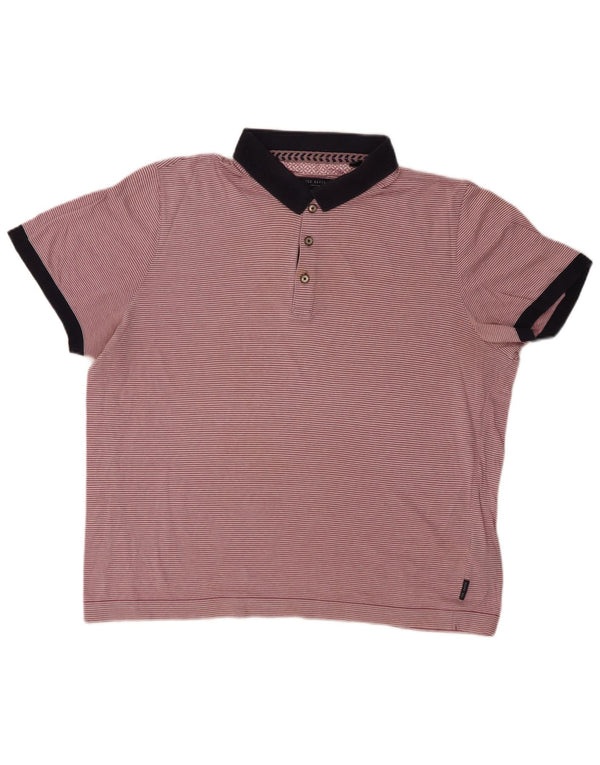 TED BAKER Herren-Poloshirt, Größe 5 XL, rosa Nadelstreifen-Baumwolle