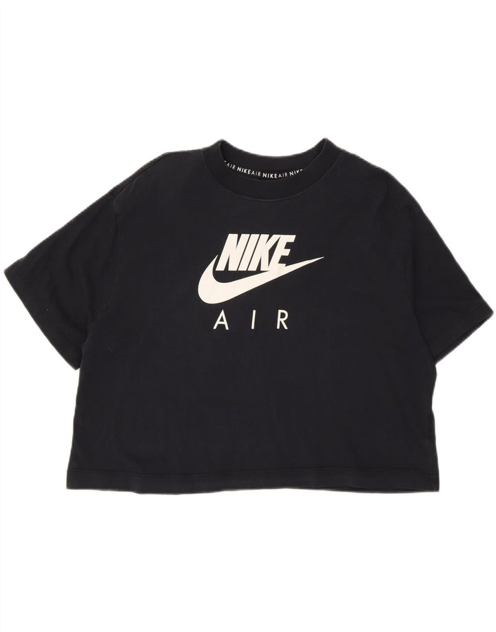 NIKE Womens Oversized Crop Graphic T-Shirt Top UK 14 Medium Black