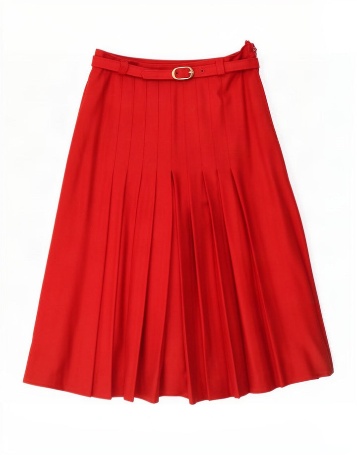 Mirella Damen Messerfaltenrock IT 46 Large W32 Rote Schurwolle