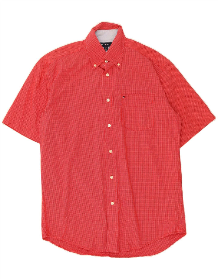 TOMMY HILFIGER Mens Short Sleeve Shirt Small Red Check Vintage Tommy Hilfiger and Second-Hand Tommy Hilfiger from Messina Hembry 