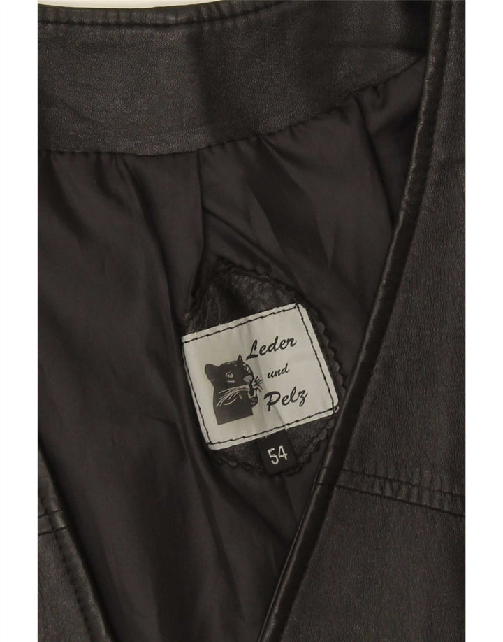 Vintage Damen Lederweste IT 54 3XL Schwarz