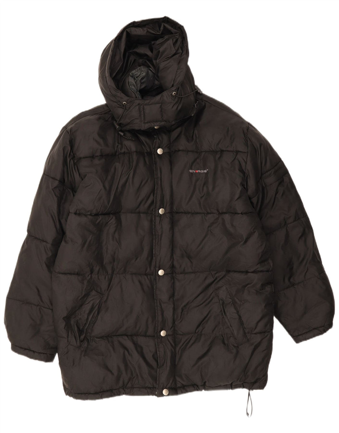 Energie Herren Graphic Hooded Wattierte Jacke UK 38 Mittelschwarzes Nylon