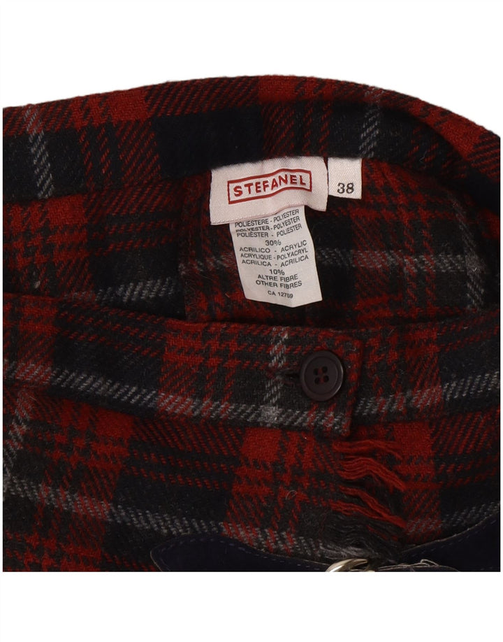 Stefanel Damen Mini-Wickelrock IT 38 XS W22 rot karierte Wolle