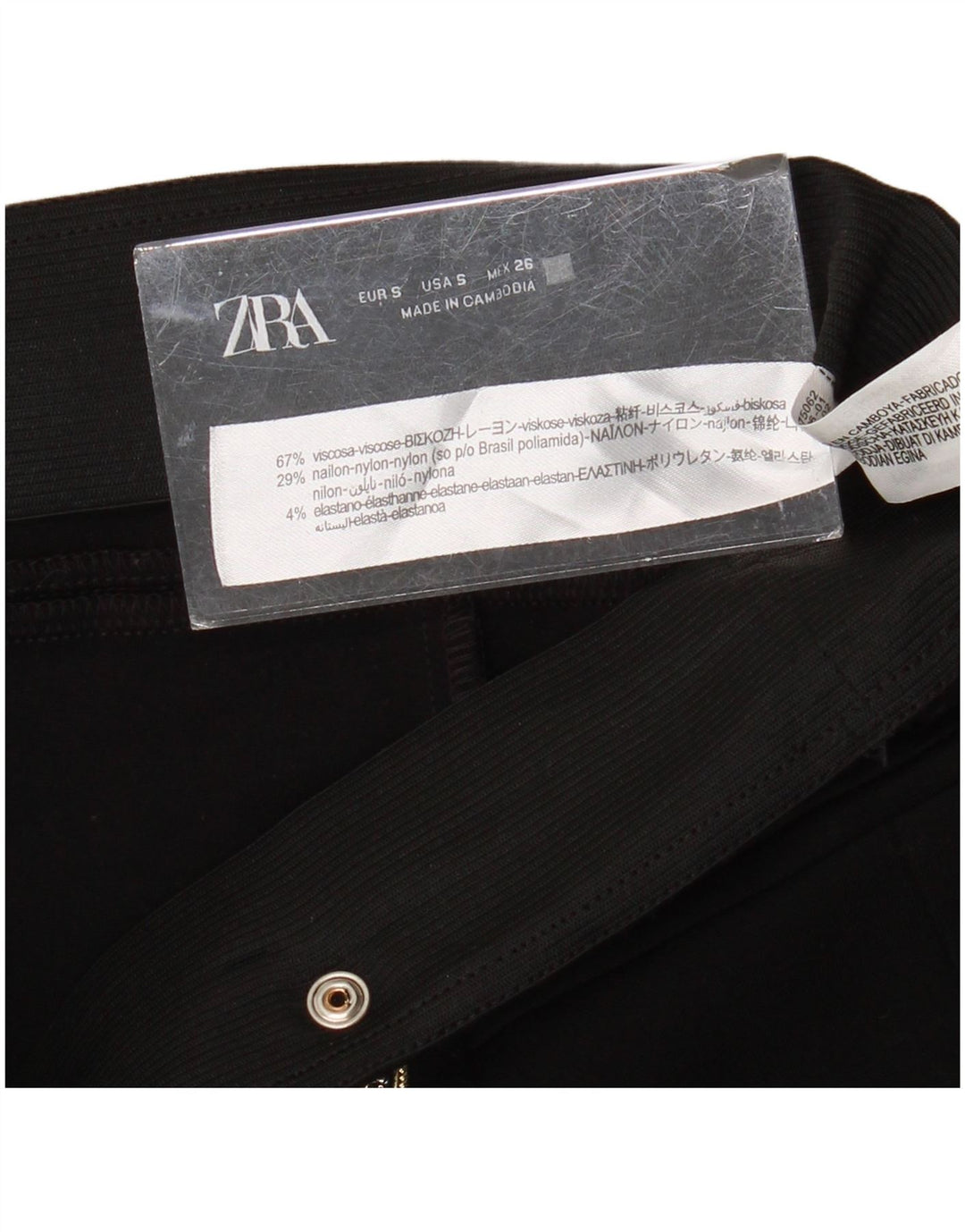 ZARA Skinny-Freizeithose für Damen, Größe S, W26, L27, schwarze Viskose