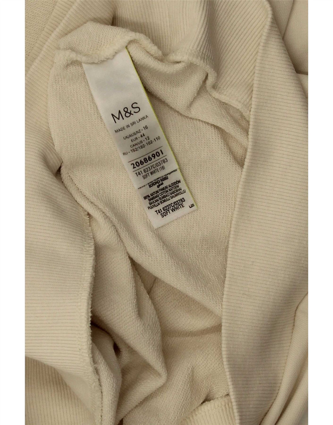 Marks & Spencer Damen-Sweatshirt-Pullover UK 16 Large Off White Cotton