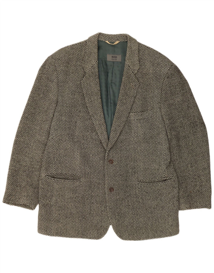 Hugo Boss Herren-Blazer mit 2 Knöpfen, EU 56, 3XL, schwarzes Fischgrätenmuster
