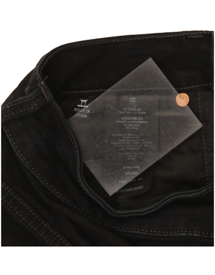 G-Star Herren 3301 Slim Jeans W31 L36 Schwarze Baumwolle