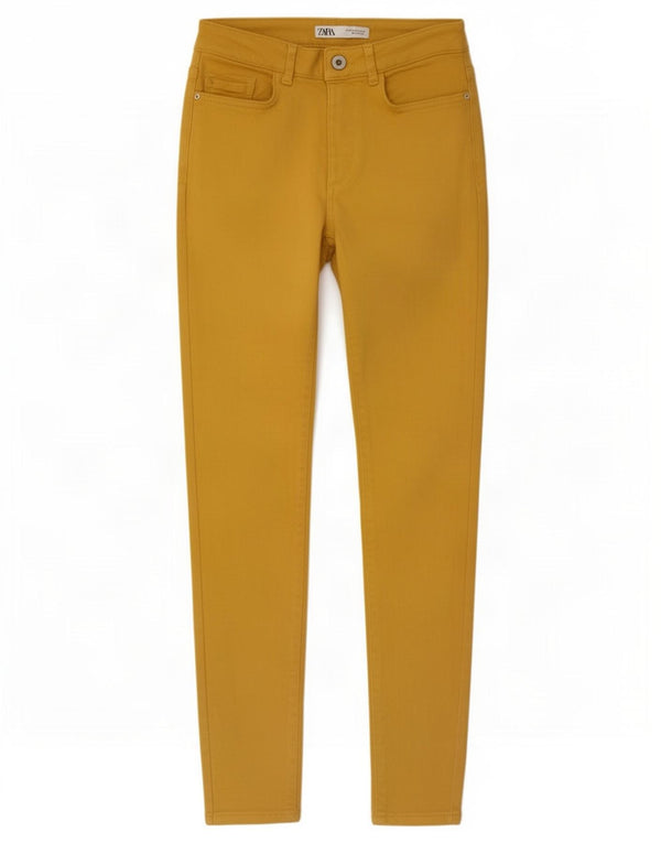 Zara Damen Skinny Jeans EU 34 2XS W24 L28 Gelbe Baumwolle