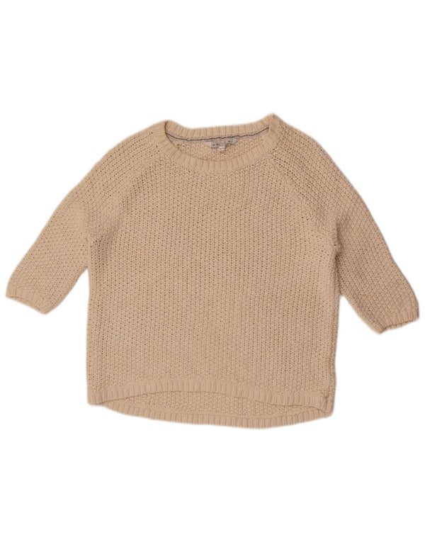 Fat Face Damen-Pullover mit 3/4-Ärmeln und U-Boot-Ausschnitt, Gr. 10, Größe S, gebrochenes Weiß
