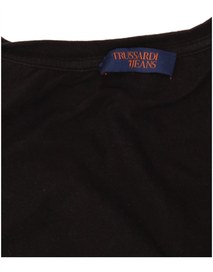 Trussardi Jeans Damen Grafik-T-Shirt-Oberteil UK 14 Medium Schwarz