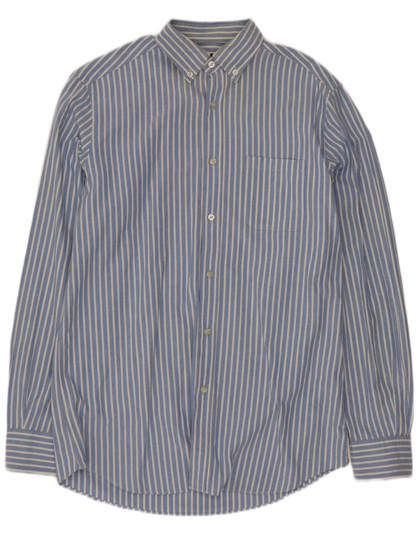 Massimo Dutti Herrenhemd aus mittelblauer, gestreifter Baumwolle