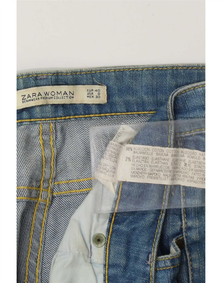 Zara Damen Distressed Straight Jeans EU 40 Medium W30 L29 Blaue Baumwolle