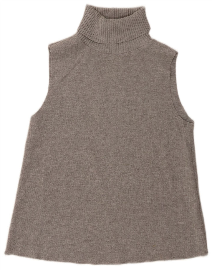 Zara Damen Weste Top UK 12 Mittelgraues Polyester