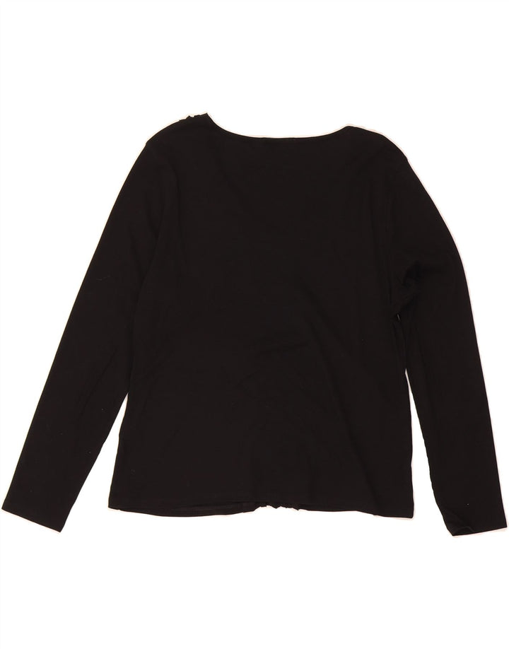 MARKS & SPENCER Womens Top Long Sleeve UK 18 XL Black Cotton Vintage Marks & Spencer and Second-Hand Marks & Spencer from Messina Hembry 
