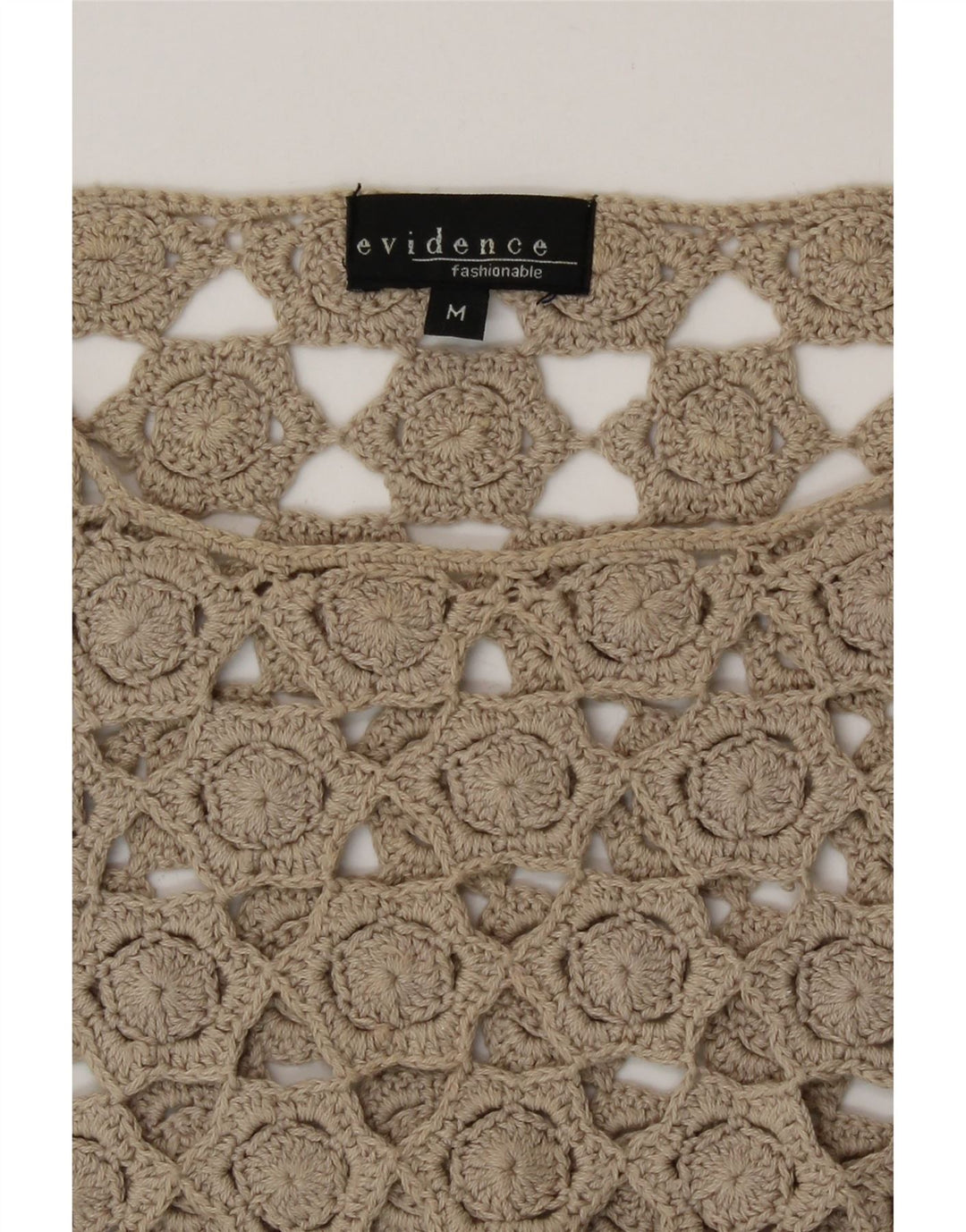 Evidence Damen Crop 3/4-Ärmel Häkelbluse Top UK 14 Mittelbeige