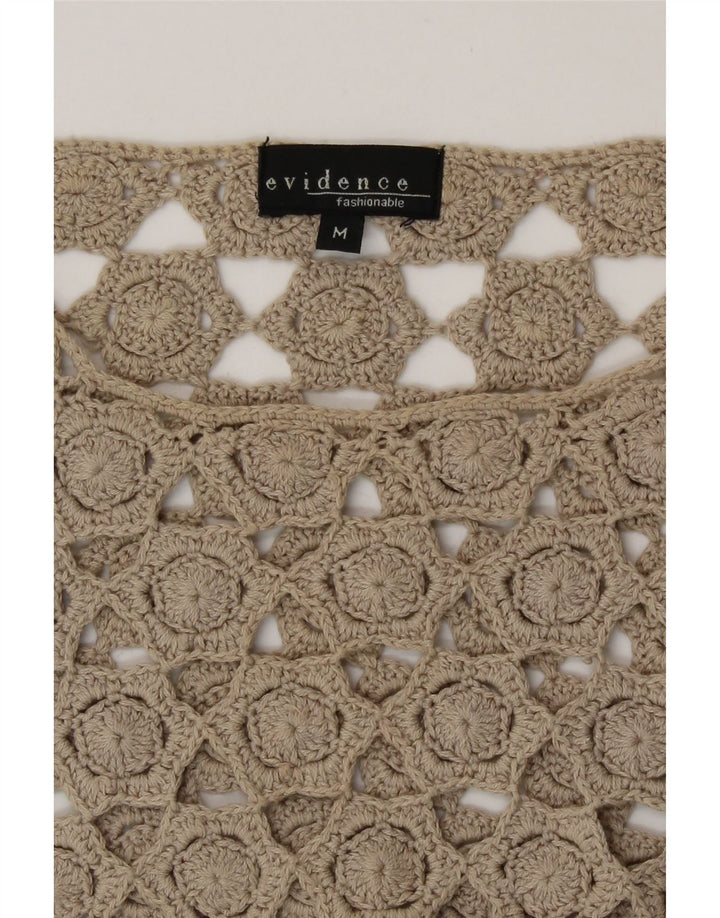 Evidence Damen Crop 3/4-Ärmel Häkelbluse Top UK 14 Mittelbeige