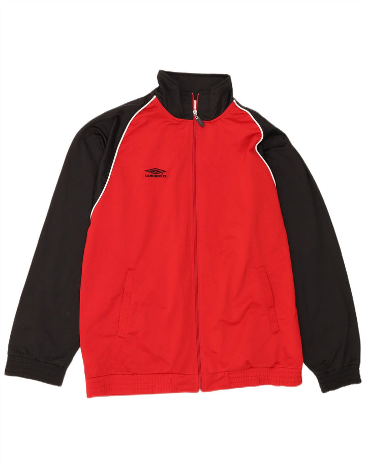 Umbro Herren-Trainingsanzug-Top-Jacke, großes rotes Farbblock-Polyester