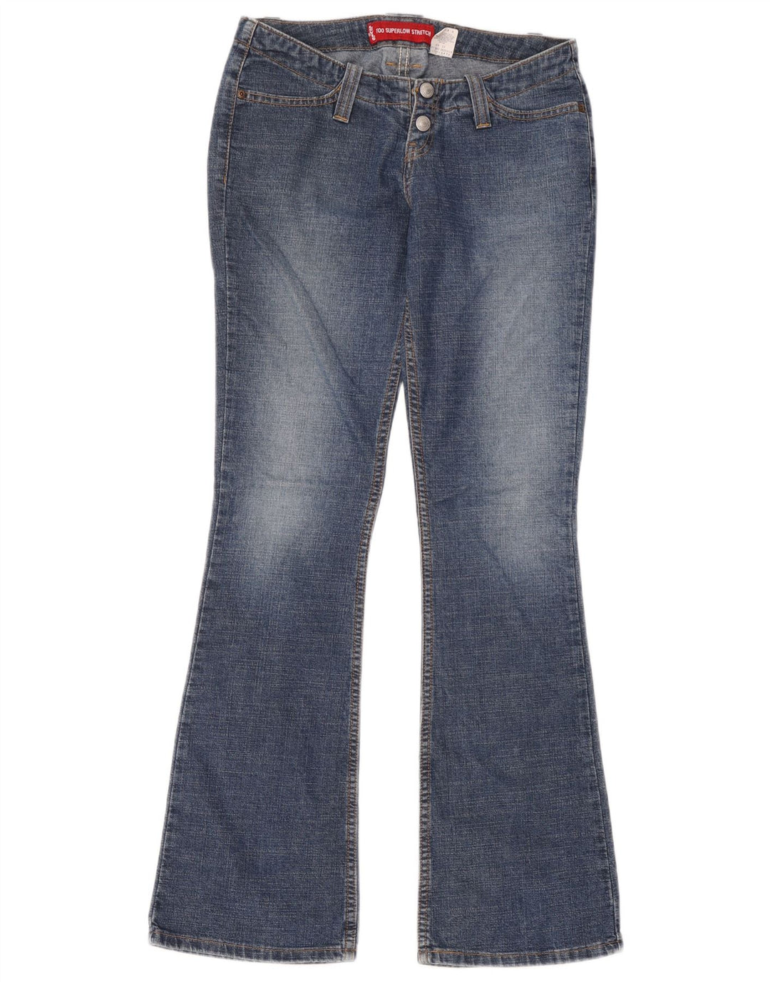 Levi's Damen 520 Super Low Flared Jeans US 7 Medium W28 L32 Blaue Baumwolle