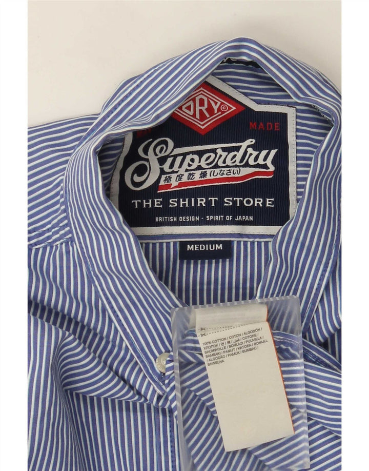 Superdry Herrenhemd aus mittelblauer Nadelstreifen-Baumwolle