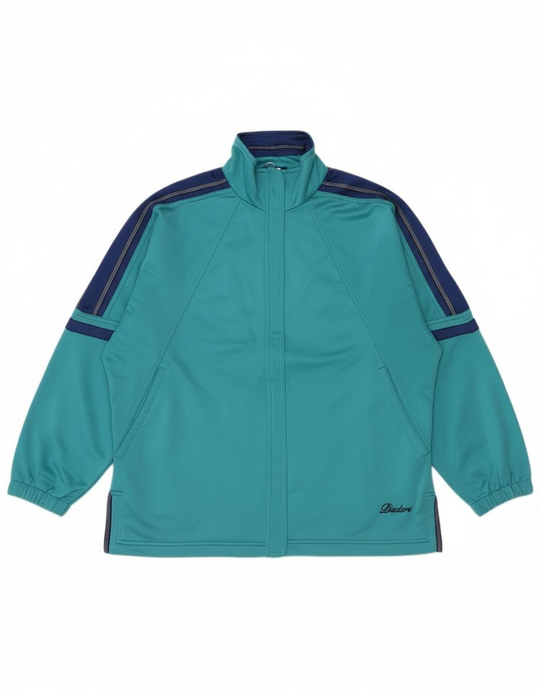 Diadora Damen-Trainingsanzug-Top-Jacke, UK 12, Mitteltürkis, Farbblock
