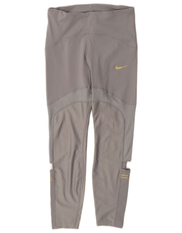 Nike Damen Dri Fit Leggings UK 12 Mittelgraues Polyester