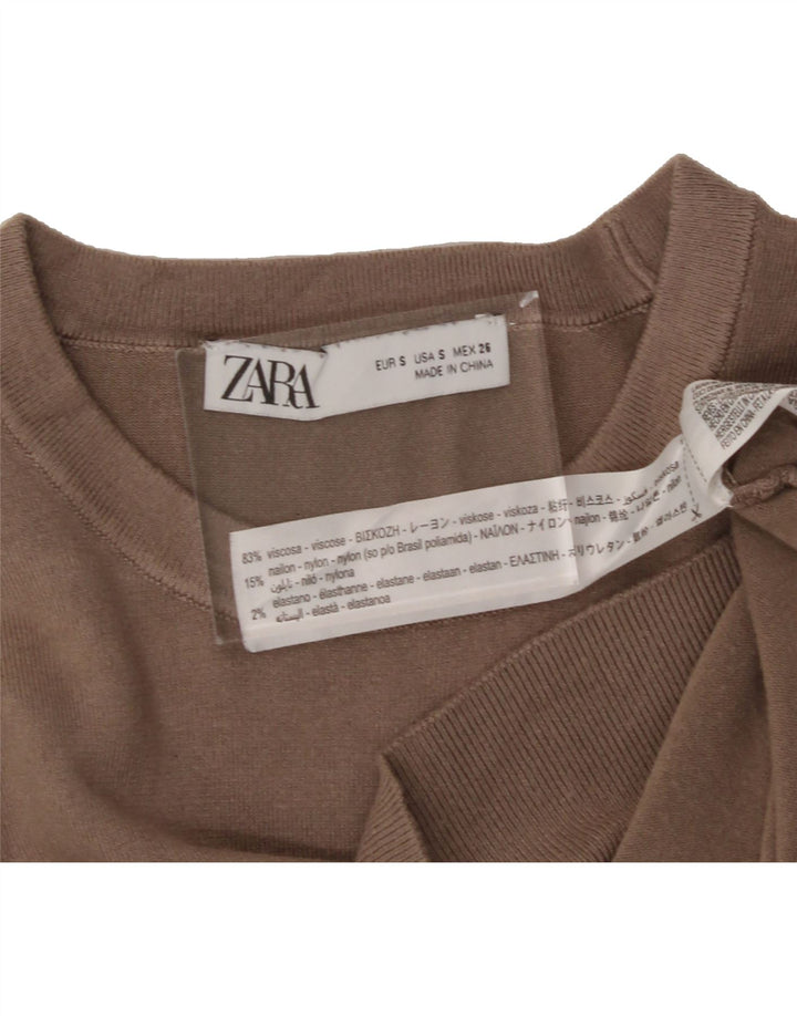ZARA Womens Crew Neck Jumper Sweater UK 10 Small Grey Viscose Vintage Zara and Second-Hand Zara from Messina Hembry 