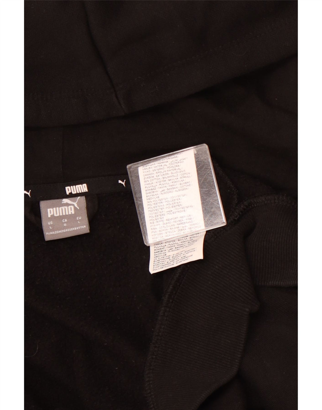 PUMA Damen Graphic Zip Hoodie Pullover UK 16 Large Schwarz Baumwolle