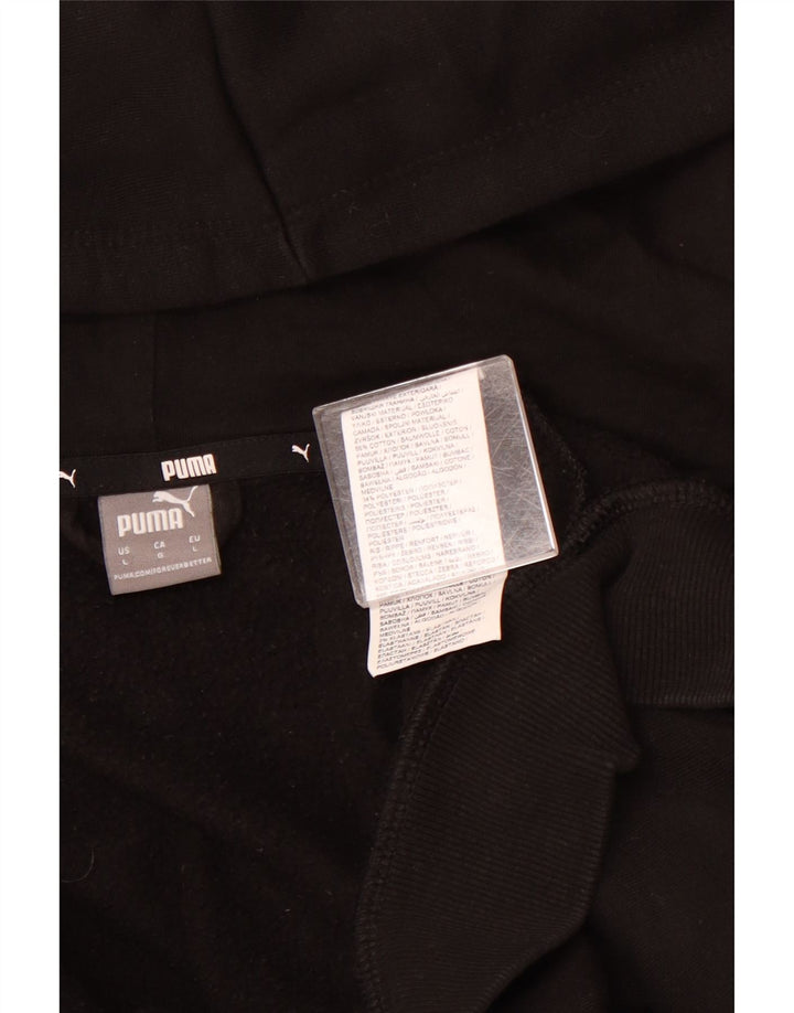 PUMA Damen Graphic Zip Hoodie Pullover UK 16 Large Schwarz Baumwolle