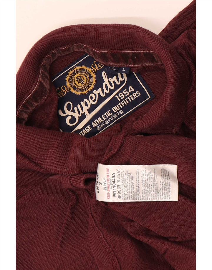 Superdry Herren-Poloshirt, groß, Burgunderrot, Baumwolle