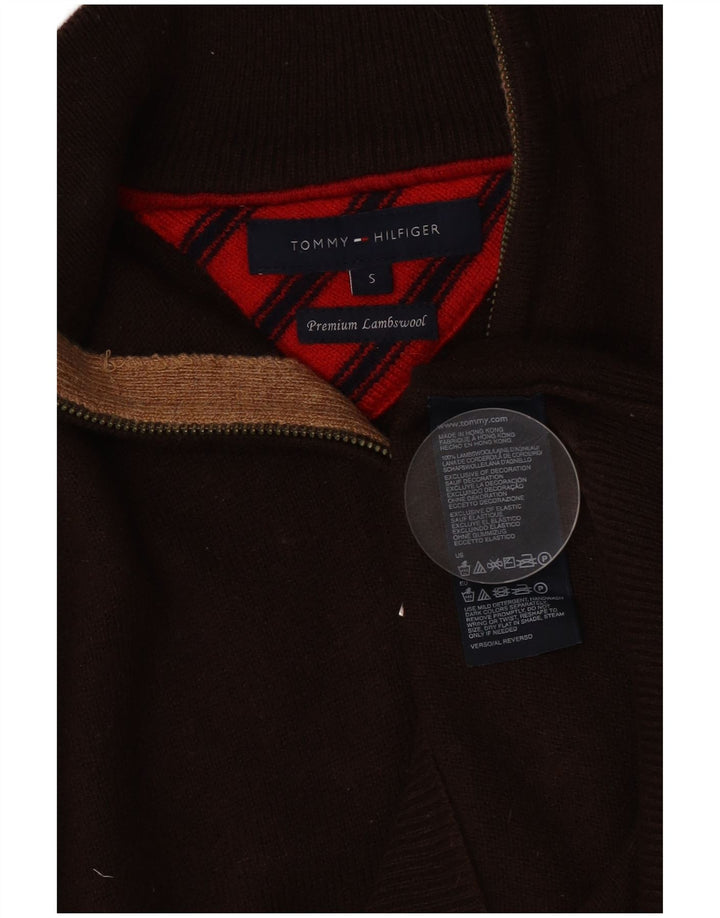 Tommy Hilfiger Herren-Pullover mit Reißverschluss am Hals, kleine braune Lammwolle