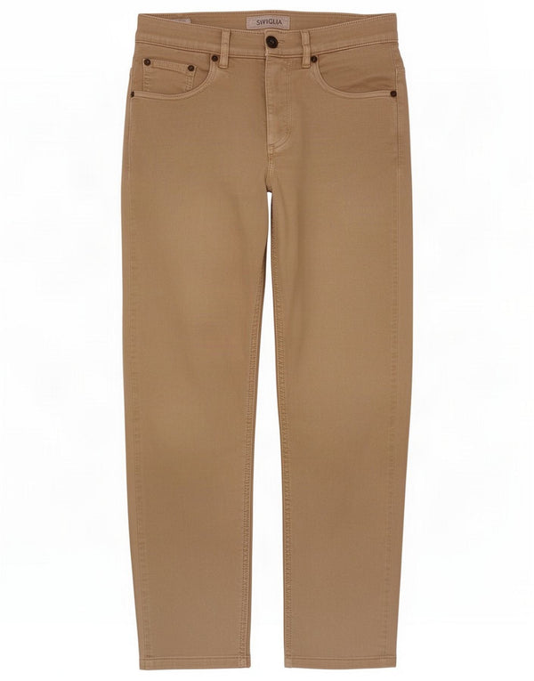 SIVIGLIA Slim Cropped-Hose für Herren W30 L26 Beige Baumwolle