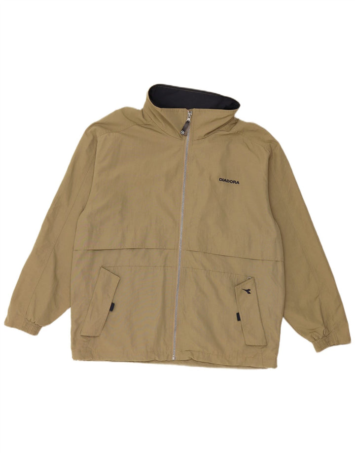 DIADORA Herren-Regenjacke mit lockerer Passform und Kapuze, UK 36, Größe S, Khaki, Polyamid