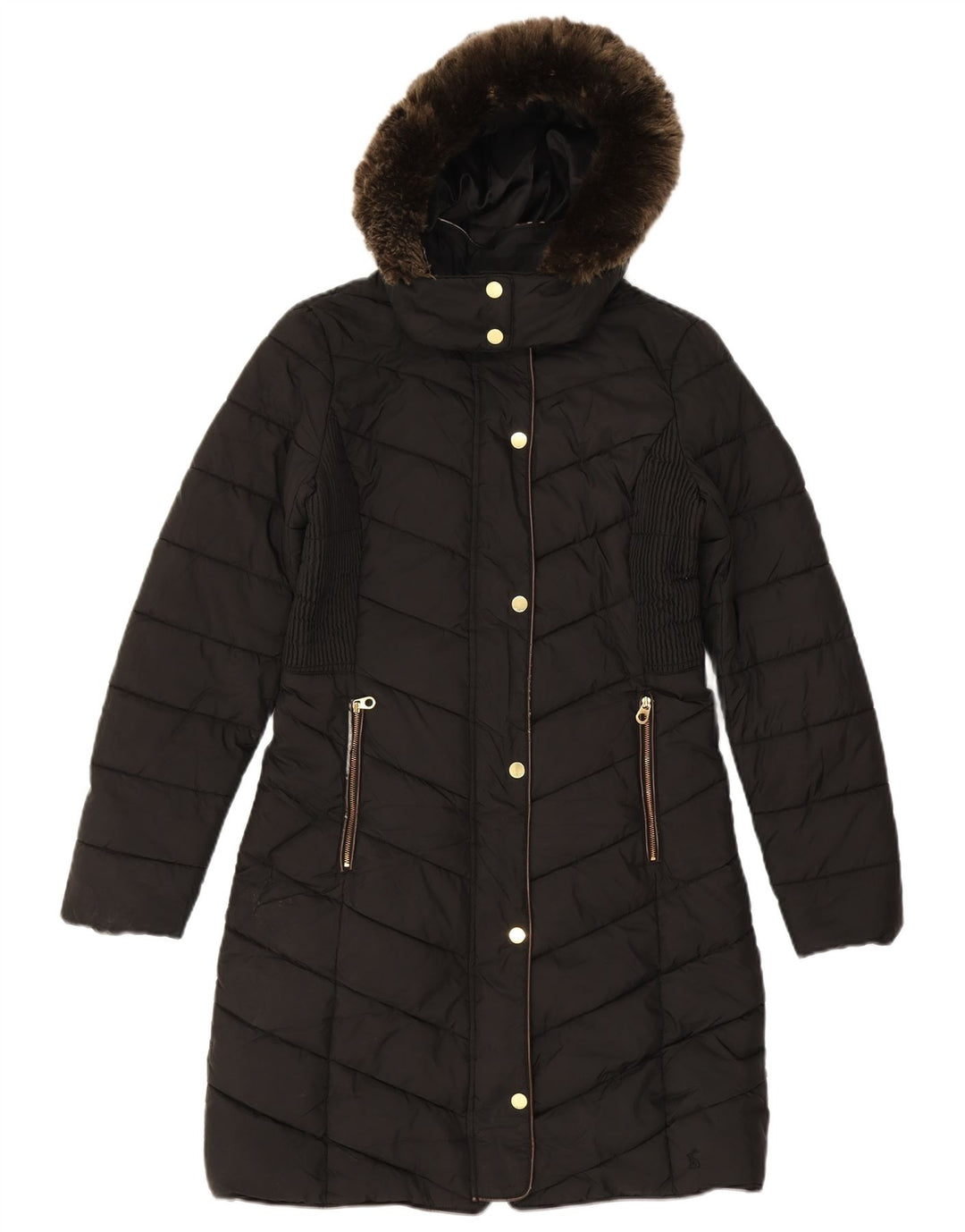 Joules Wattierter Damenmantel mit Kapuze, UK 8, Größe S, Schwarz, Polyester