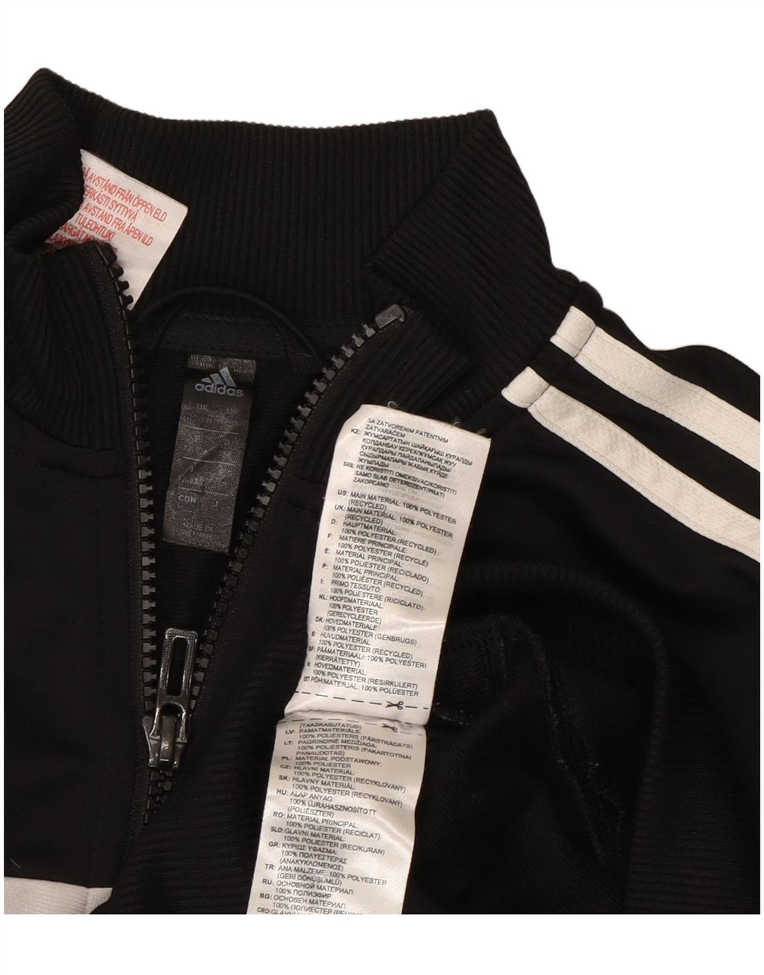 ADIDAS Boys Tracksuit Top Jacket 12-13 Years Black Colourblock Polyester