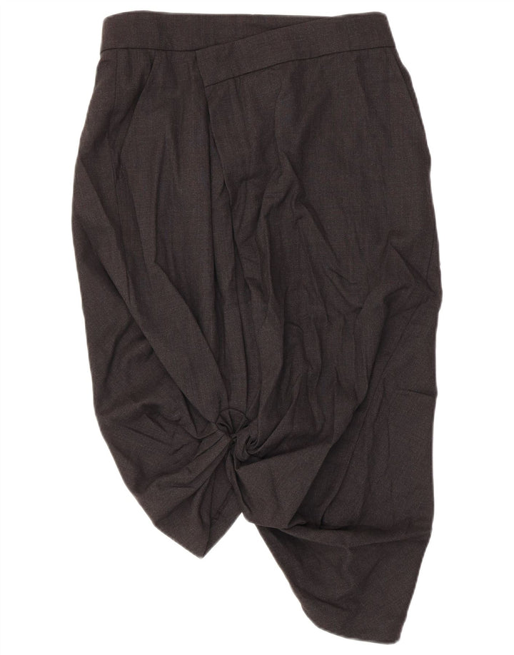 Max Mara Damen-Blasenrock UK 10 Small W30 Graue Schurwolle