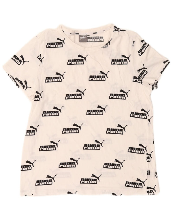 Puma Damen Grafik T-Shirt Top UK 16 Large Weiß