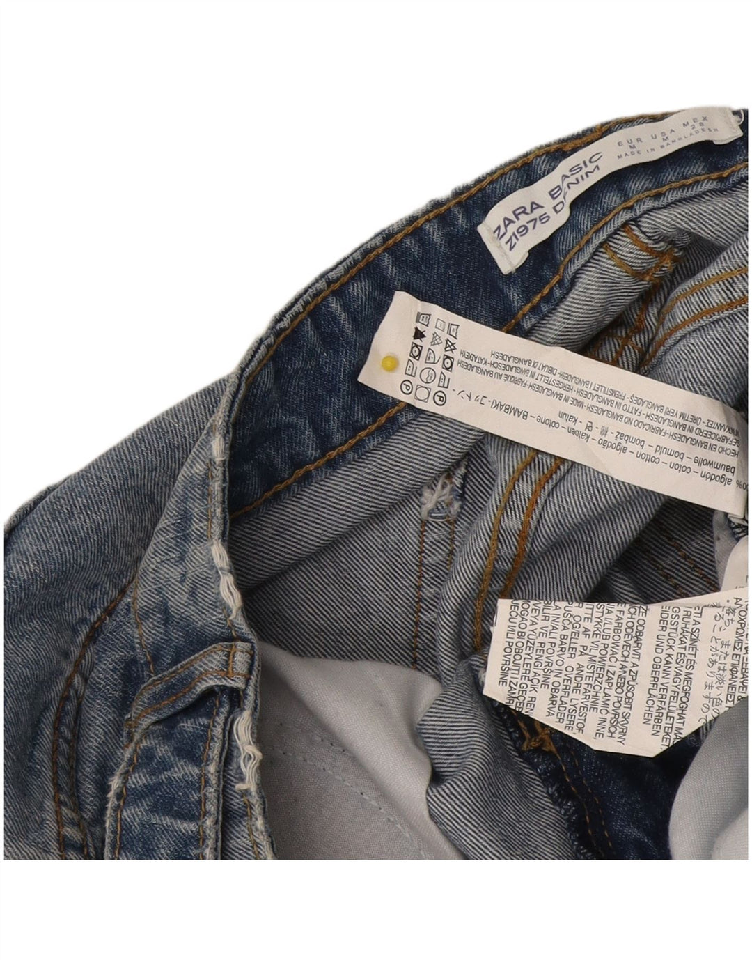 Zara Damen Z1975 Mini-Jeansrock Medium W32 Blaue Baumwolle