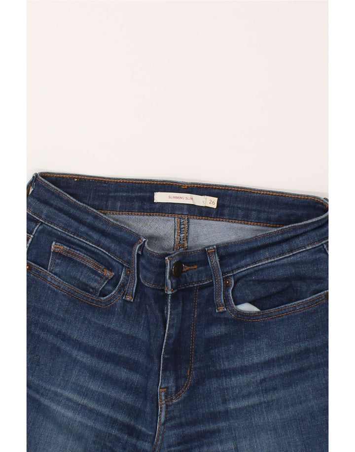 LEVI'S Womens Slimming Slim Jeans W26 L29 Navy Blue Cotton Vintage Levi's and Second-Hand Levi's from Messina Hembry 