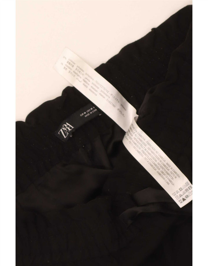 Zara Damen Tapered Crop Hose Medium W28 L25 Schwarz Polyester