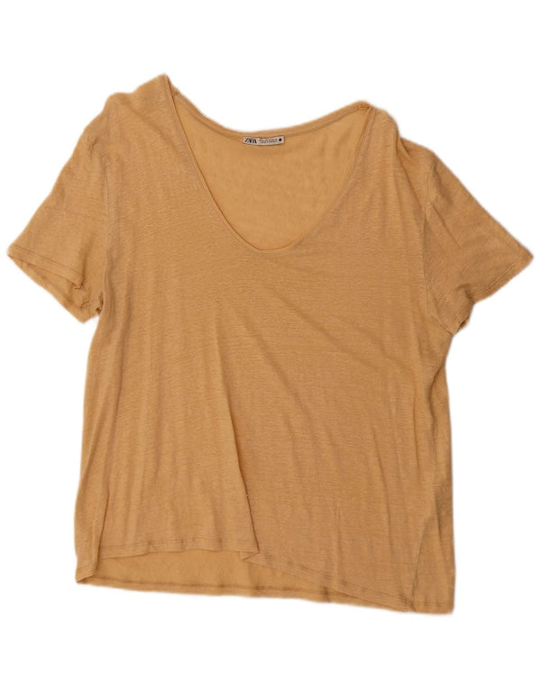 Zara Damen Loose Fit T-Shirt Top UK 18 XL Beige