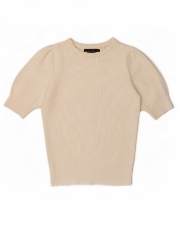 Marks & Spencer Damen-Blusenoberteil, UK 8, Größe S, gebrochenes Weiß, Viskose