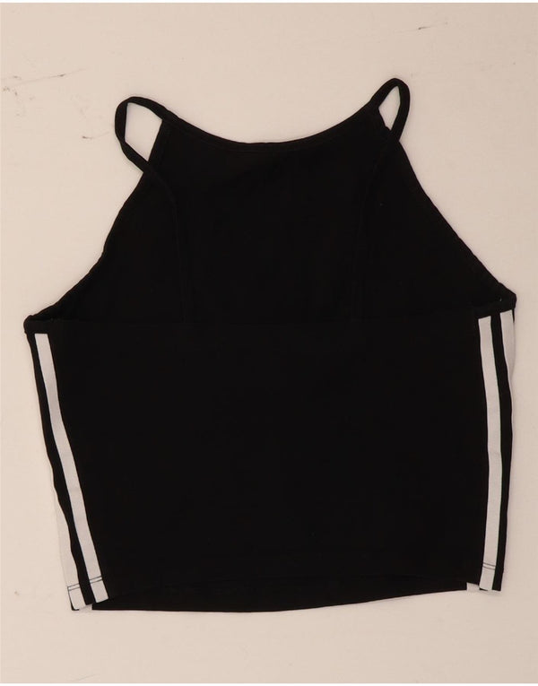 Adidas Womens Crop Halter Top UK 10 Small Black Cotton