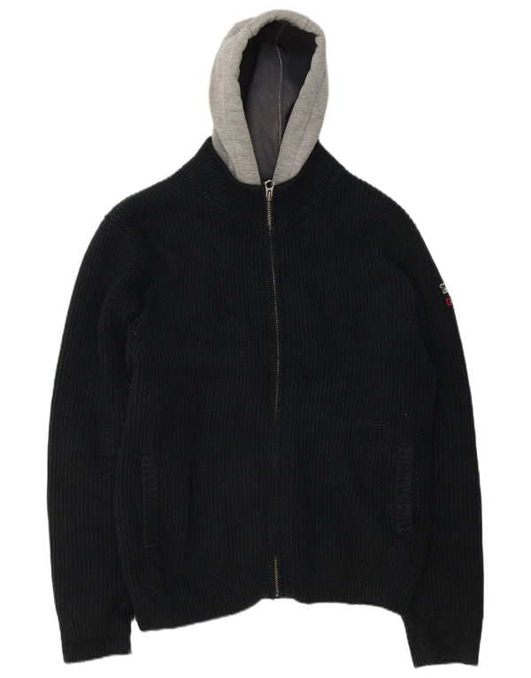 Scotch & Soda Herren-Bomberjacke mit Kapuze, UK 42, XL, Schwarz, Acryl