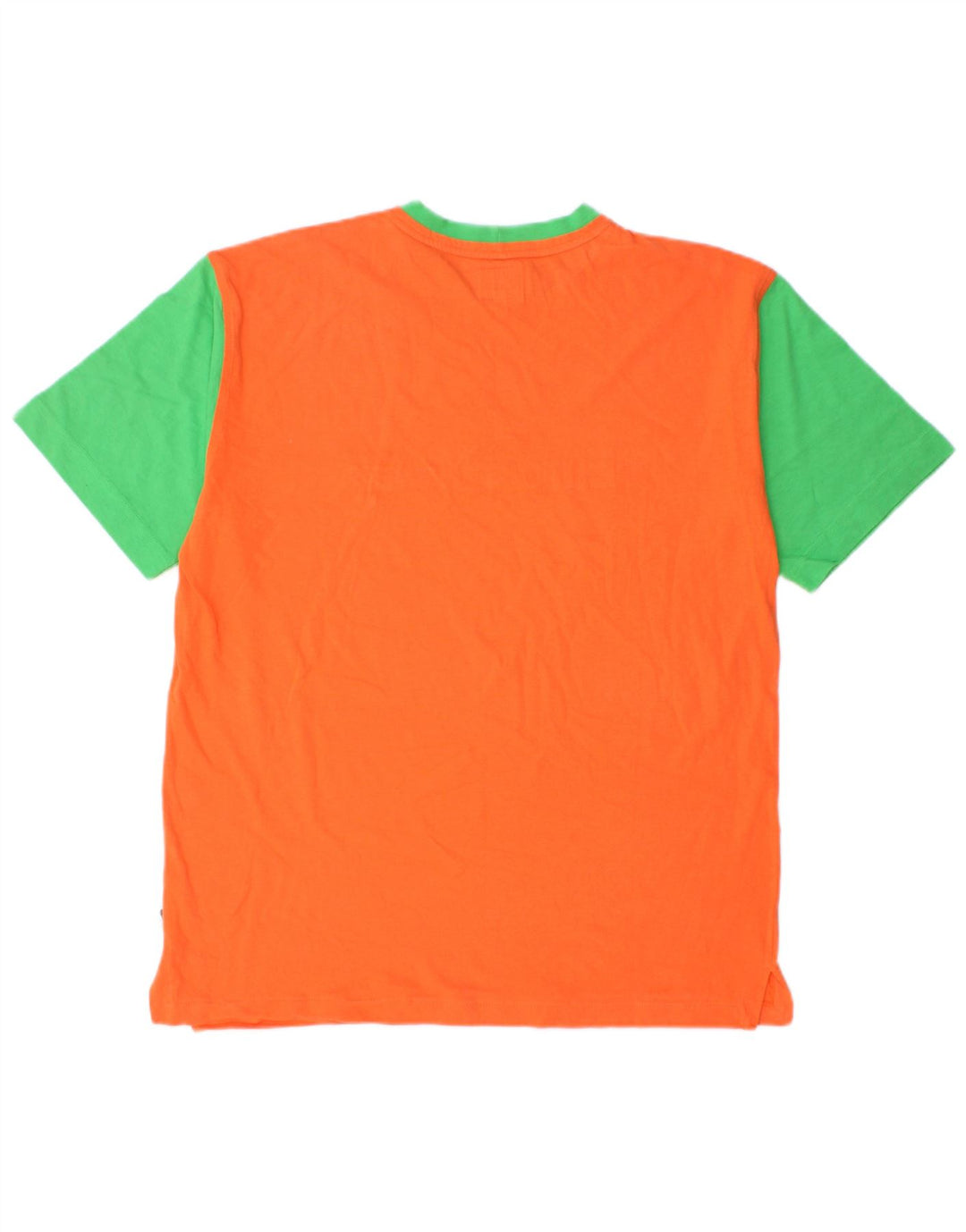 BENETTON Herren Mickey Mouse Grafik-T-Shirt-Oberteil Mittelorange Farbblock